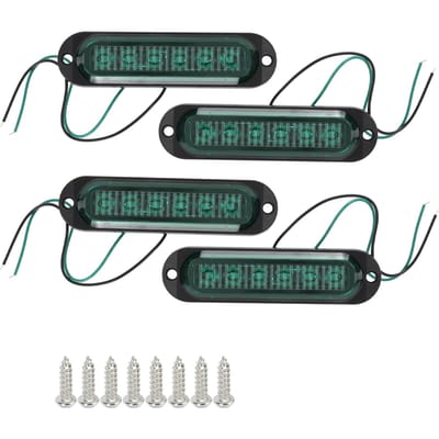 4 pièces 6 LED Feux de Voiture Étanche IP65 90LM Feux de Camion Conduite Sécuritaire Lampe Panneau de Camion 12‑24V Vert vert