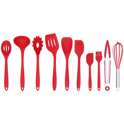 10-delige set Siliconen Keukengerei Keukengerei Anti-aanbak Spatel Lepel Eierklopper Kwast L(for 6.5-9kg)
