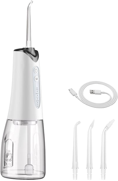 Mondverzorging - Draagbare waterflosser - Waterflosser - Monddouche - Flos - Flosser - Waterflosser draadloos - Tanden & Beugels reinigen - Wit