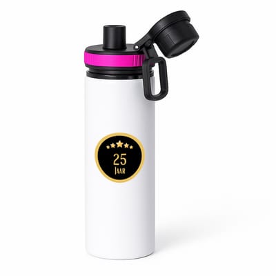 Hacebo® - 25 jaar waterfles met draaidop roze - iemand die 25 jaar is geworden of 25 jaar lang een relatie hebben of getrouwd zijn - verjaardagscadeau - verjaardag - cadeau - kado - geschenk - gift - relatie - water fles - 850ML