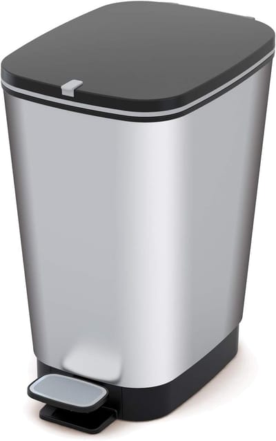 Pedaalemmer met deksel en pedaal - 10L - Zilver Metallic - Keuken en Badkamer