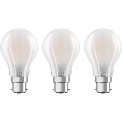 OSRAM LED lamp B22d Classic 827 6,5W 3/pak mat