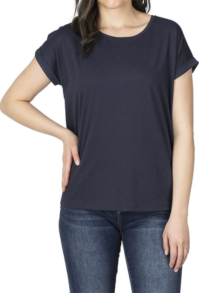 DENIMFY Dames Top DFSophie regular fit Blauw Ronde Hals Volwassenen Zomertop katoen-modal mix