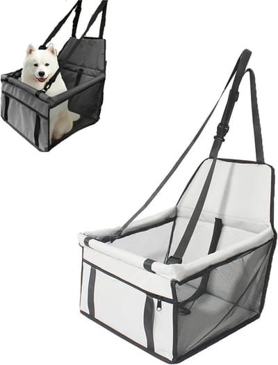Hondenautostoel - Reisstoel Hond - Veilig Reizen - Waterdicht & Krasbestendig - 40x32x22 cm - Lichtgrijs