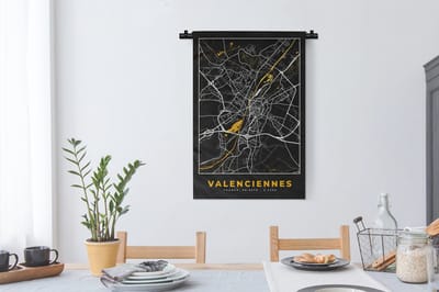 Wandkleed - Wanddoek - Stadskaart – Plattegrond – Valenciennes - Kaart – Frankrijk - 60x90 cm - Wandtapijt