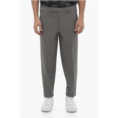 Regular Fit Slim Fit Broek met Riemlussen in Grijs