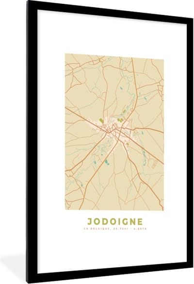 Fotolijst incl. Poster - Stadskaart - Plattegrond - België - Kaart - Jodoigne - 60x90 cm - Posterlijst