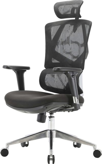Bureaustoel MCW-J89, bureaustoel ergonomisch, lendensteun hoge rugleuning 3D armleuningen ~ zwart gestoffeerd