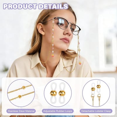 Verstelbare Brillenketting voor Dames, Antislip Brillenkoord om de Hals, Ideaal voor Zonnebrillen en Leesbrillen