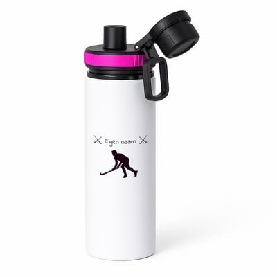 Hacebo® - Hockey met eigen naam - waterfles met draaidop roze - Hockey - Jongens en meisjes - Cadeau - Verjaardag - Geschenk - Gepersonaliseerd - water fles - 850ML