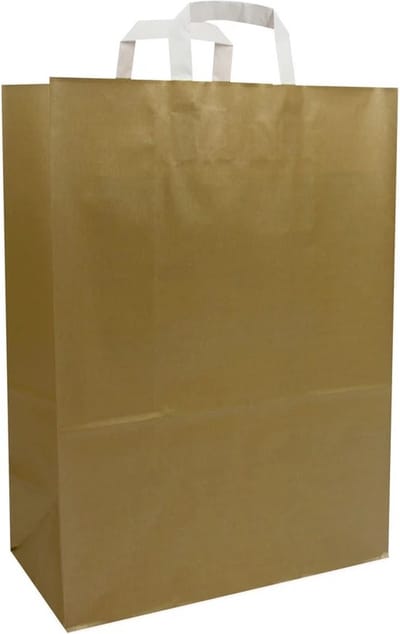 Cadeautasjes met platte handgreep, budget tassen goud, 22x10x31cm (250 stuks)