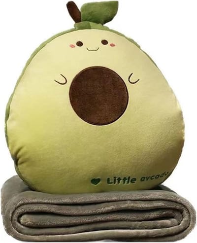 Multifunctionele Reisdeken met Kussen 3-in-1 - Superzachte Pluche Deken met Handwarmers - Machine wasbaar - Drie Maten (S/M/L) - Avocado