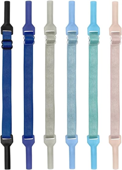 Set van 6 verstelbare en antislip brillenkoordjes, kleurrijke en duurzame brillenbanden voor tieners, mannen en vrouwen, geschikt voor zonnebrillen en dagelijks gebruik