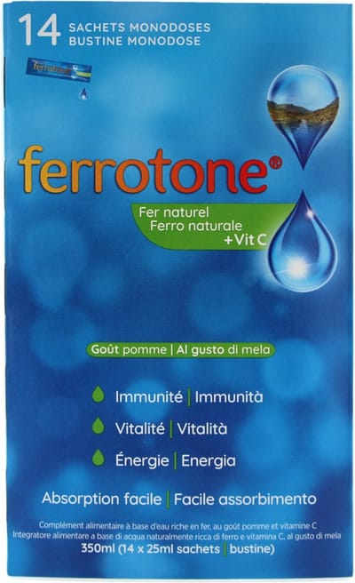 Ferrotone Natuurlijk Ijzer + Vitamine C 14 Zakjes