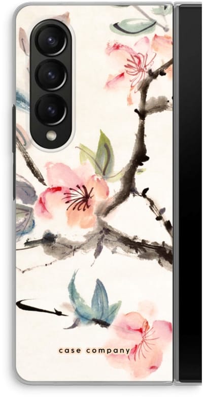 Case Company® - Hoesje geschikt voor Samsung Galaxy Z Fold4 hoesje - Japanse bloemen - Soft Cover Telefoonhoesje - Bescherming aan alle Kanten en Schermrand