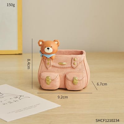 Sculpture Animale Pastorale Figurine Décorative de Table Créative Récipient à Stylos Rangement de Bureau Mignon Décoration de Maison Cadeau d'Anniversaire beige