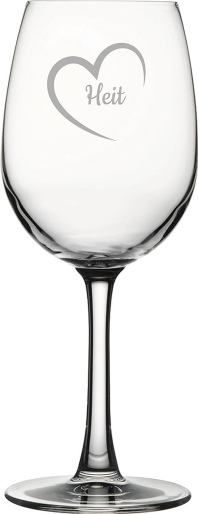 Gegraveerde witte wijnglas 36cl Heit mei hert