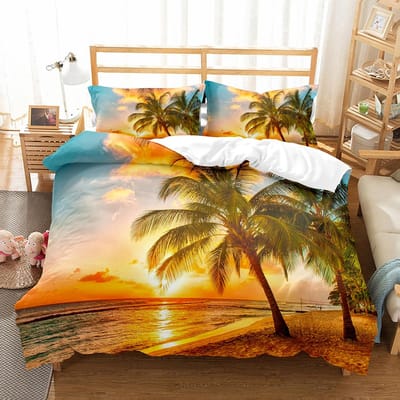 Hawaii dekbedovertrekset met strandthema voor kinderen, jongens en meisjes. Zomerse dekbedovertrekset verkrijgbaar in kingsize, queensize en tweepersoonsformaat. EU single(135x200cm)