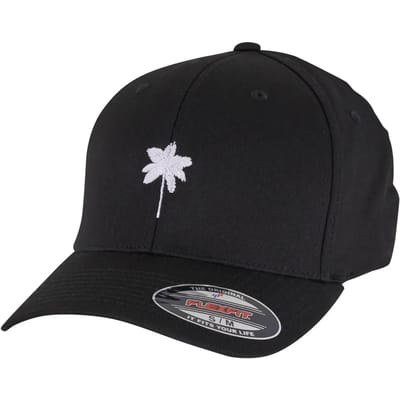 Mister Tee - Good Day Palm Tree Wooly Combed Cap Flexfit pet - S/M - Zwart