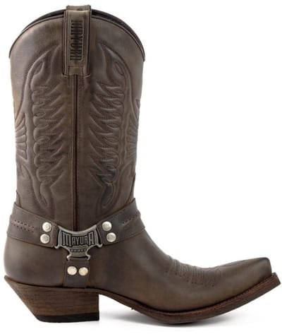 Mayura Boots 13 Bruin/Taupe/Grijs Cowboy Western Laarzen Spitse Neus Schuine Hak Waxed Leer Sierspoor Maat EU 42