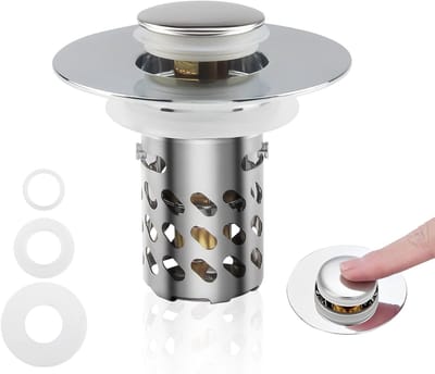 3-in-1 Verwijderbare RVS Stopper voor Keukenspoelbak, Badkuip en Wastafel - Klikplug voor Diverse Afmetingen 25-46mm