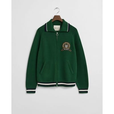 Gant Vest Graphic Zip Cardigan New Haven 1949 Forest Green / male