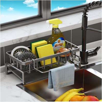 Keuken Gootsteenorganizer met Sponshouder en Afneembare Doekhouder - Multifunctionele Spoelbak Organizer