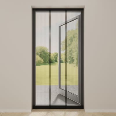 DTCH® Vliegengordijn - Lamellengordijn - Hordeur met lamellen - Inkortbaar - Monteren zonder boren - Zwart gaas - Profielkleur Antraciet - 95 x 235 cm