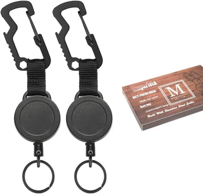 Intrekbare sleutelhanger met multitool karabijnhaak - 2 stuks