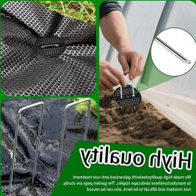 Tuinharingen Set - Bevestigingspinnen Grond - Tuin Vastzetten - Roestvrij Verzinkt Staal - 60 Stuks 15cm - Zwart