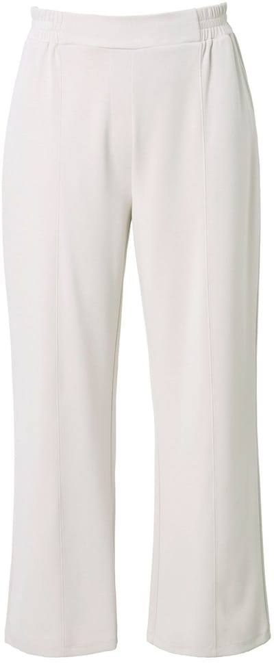 Ulla Popken - Dames - Sweatpants wijde rechte pijp biezen elastische tailleband - Grijsbeige - Maat 46+