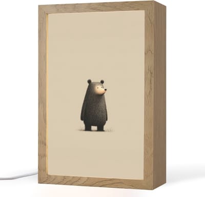Nachtlampje 20x30 cm - Kinder lampje - Beer - Donkerbruin - Minimalistisch - Tafellamp kinderkamer - Slaapkamer lamp - Bedlamp kinderen - Kinderlampje stopcontact - Wandlamp babykamer - Nachtlampjes