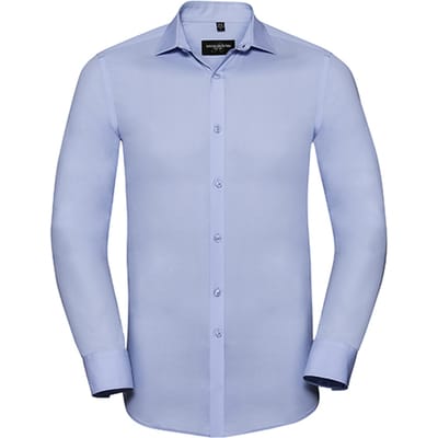 Russell Collection Heren Ultimate Stretch Slim Shirt met Lange Mouwen (Heldere lucht)