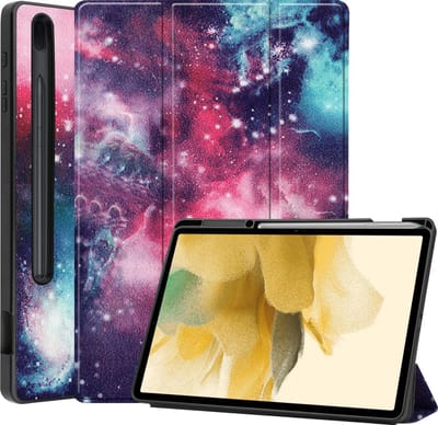 Hoesje Geschikt voor Samsung Galaxy Tab S7 FE - Dun & Stevig - Trifold Bookcase - Hard Cover Case - Met Uitsparing Geschikt voor S Pen - Hardcover Book - Tablet Hoes - Galaxy