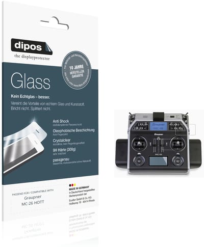 dipos – 2x Pantserfolie geschikt voor Graupner MC-26 HOTT | 9H Screenprotector