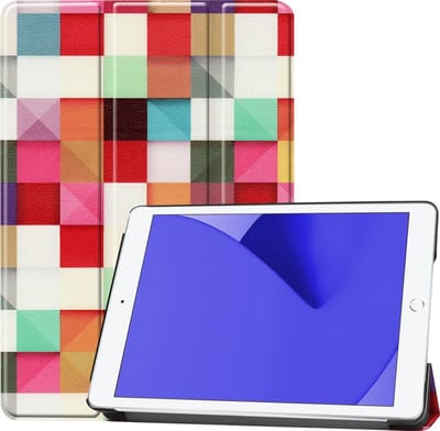 Hoes - Geschikt voor Apple iPad 7/8 (2019/2020) - 10.2 inch - 7e/8e Generatie - Dun & Stevig - Trifold Bookcase - Hard Cover - Hardcover Book Case - Tablet Hoesje - Blokken