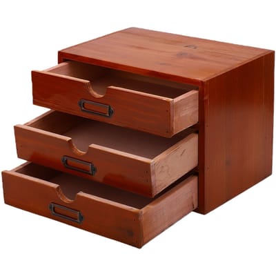 Armoire d'apothicaire empilable 3 tiroirs Bureau Catalogue de bibliothèque vintage Boîte de rangement en bois pour papeterie Fil Broderie Loisirs créatifs