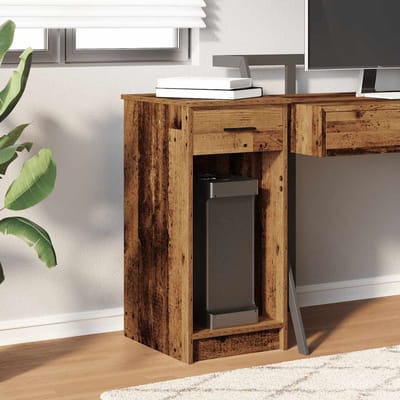 vidaXL - Computertorenstandaard - met - lade - 35x45x77 - cm - oud - houtkleurig