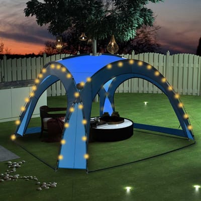 vidaXL - Partytent - met - LED - en - 4 - zijwanden - 3,6x3,6x2,3 - m - blauw