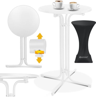 KESSER® Bartafel - klapbare Statafel rond Bistrotafel - Weerbestendige klapbare tuintafel - feesttafel - Hittebestendig - Stabiel en veilig - Ø 70 cm Set van 1, Wit