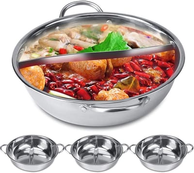 Hot Pot Kookpan 30/32cm - RVS Dual Hot Pot voor Inductiekoken, Shabu en Soepbereiding