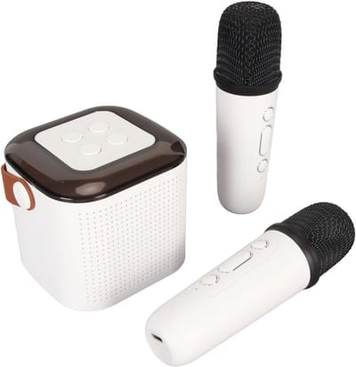 Draagbare Karaoke Machine met 2 Draadloze Microfoons en RGB Verlichting