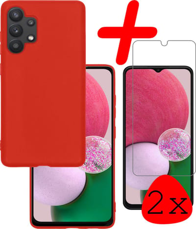 Hoesje Met 2x Screenprotector - Geschikt voor Samsung Galaxy A13 4G - Sterk & Shockproof - Back Cover - Siliconen Case - Telefoon Hoes - Rood