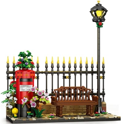 Reobrix 66610 Straat van London brievenbus & bloemen decor bouwset incl lichtset | Classic Creator Modular Building | Expert Architecture Modelbouw | Educatief Speelgoed voor volwassenen & kinderen | Geschikt voor Lego | Bouwdoos met 1057 bouwstenen