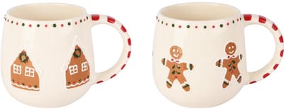 Dekoratief | Mok 'Gingerbread Cookies', keramiek, 14x11x10cm, set van 2 stuks | A255844