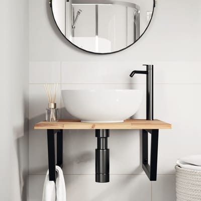 vidaXL - Badkamer - wandschap - staal - en - massief - acaciahout