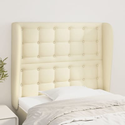 vidaXL - Hoofdbord - met - randen - 83x23x118/128 - cm - kunstleer - crèmekleurig