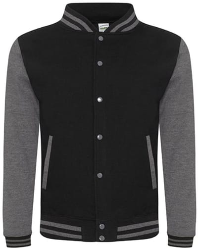 Just Hoods - Varsity Jacket - Jet Black/Charcoal (Heather) maat L