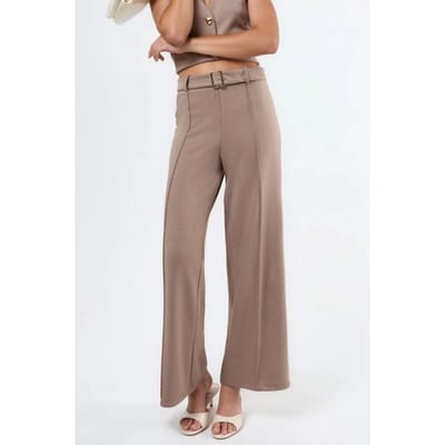 Hoge Taille Rechte Broek met Ceintuur