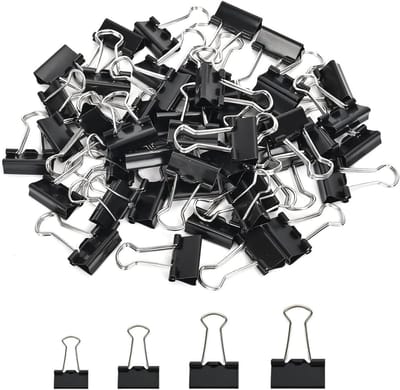 160 Stuks Vouwklemmen in 15mm, 19mm, 25mm en 32mm - Zwarte Klemmen voor Documenten, Kantoorbenodigdheden en Schoolgebruik
